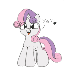 Size: 911x1044 | Tagged: safe, artist:nobody-hares, sweetie belle, pony, unicorn, cute, dialogue, diasweetes, female, filly, simple background, solo, transparent background, yay