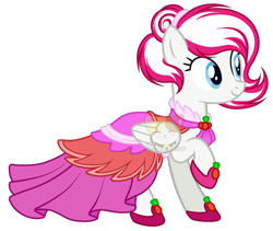 Size: 1280x1078 | Tagged: safe, artist:s-oujiisan, oc, oc only, oc:cherry flame, pegasus, pony, clothes, dress, female, gala dress, mare, simple background, solo, transparent background, watermark