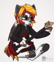 Size: 2000x2300 | Tagged: safe, artist:freak-side, oc, pegasus, pony, guitar, musical instrument, solo