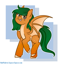 Size: 1200x1200 | Tagged: safe, artist:redpalette, oc, bat pony, pony, cute, female, food, orange, smiling