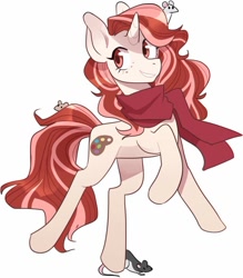 Size: 824x941 | Tagged: safe, artist:inspectorvalvert, oc, oc:red palette, unicorn, clothes, cute, female, mare, pet, prancing, rats, scarf