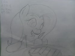 Size: 4101x3089 | Tagged: safe, artist:riskypony, fluttershy, pegasus, pony, fangs, food, fork, knife, meat, traditional art