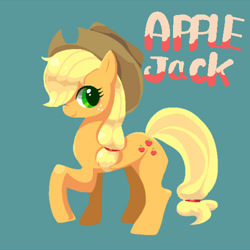 Size: 500x500 | Tagged: safe, artist:mizoreame, derpibooru import, applejack, earth pony, pony, cowboy hat, cute, female, hat, jackabetes, mare, simple background, solo, stetson, teal background