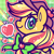 Size: 500x500 | Tagged: safe, artist:crayon-chewer, derpibooru import, part of a set, applejack, earth pony, pony, twilight's kingdom, apple, bust, cute, cutie mark, food, groovy, icon, jackabetes, portrait, rainbow power, solo