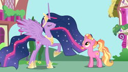 Size: 9334x5251 | Tagged: safe, artist:illumnious, luster dawn, princess twilight 2.0, twilight sparkle, twilight sparkle (alicorn), alicorn, pony, unicorn, friendship is magic, the last problem, high res, older, older twilight, vector