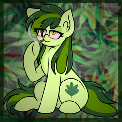 Size: 540x540 | Tagged: safe, artist:glimmermoon11, oc, oc:stoney poney, earth pony, pony, drugs, marijuana