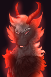 Size: 2000x3000 | Tagged: safe, artist:carmen artani, artist:euspuche, oc, oc only, oc:jengibre, draconequus, bust, chest fluff, draconequus oc, fluffy, half body, looking at you, male, portrait, solo, tongue out