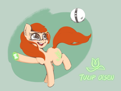 Size: 4000x3000 | Tagged: safe, artist:emerald-light, earth pony, pony, female, glasses, infinity train, mare, one-one, ponified, solo, tulip (infinity train), tulip olsen