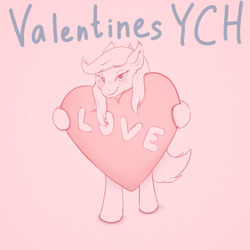 Size: 4096x4096 | Tagged: safe, artist:noxfurybox, pony, advertisement, auction, blushing, commission, cute, heart, holiday, solo, valentine, valentine's day, ych example, your character here