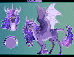 Size: 1099x840 | Tagged: safe, artist:bijutsuyoukai, oc, oc:blue moon, dracony, dragon, hybrid, pony, magical lesbian spawn, magical threesome spawn, offspring, parent:princess ember, parent:princess luna, parent:twilight sparkle, solo