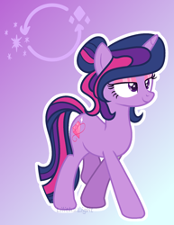 Size: 1176x1523 | Tagged: safe, artist:lilith1light, artist:meimisuki, twilight sparkle, pony, unicorn, alternate cutie mark, alternate universe, base used, cutie mark background, eyeshadow, female, makeup, mare, mascara, signature, solo