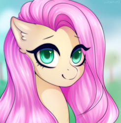 Size: 2496x2532 | Tagged: safe, artist:yutakira92, fluttershy, pegasus, pony, blurry background, bust, cute, female, heart eyes, icon, looking at you, mare, portrait, shyabetes, solo, wingding eyes