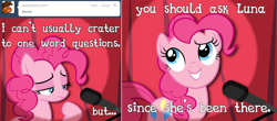 Size: 1142x502 | Tagged: safe, artist:reithekitsune, artist:trildar, pinkie pie, pony, ask tickled pinkie, microphone, solo