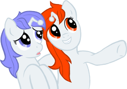 Size: 1145x807 | Tagged: safe, artist:hellofacopter, oc, oc only, oc:discentia, oc:karma, pony, unicorn, duo, female, mare, meme, ponified, reddit, simple background, toy story, transparent background, x x everywhere