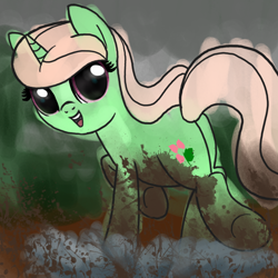 Size: 800x800 | Tagged: safe, artist:nimaru, oc, oc:rose petal, pony, unicorn, female, mare, mud, solo