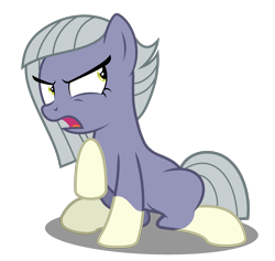 Size: 3223x3058 | Tagged: safe, artist:mundschenk85, edit, editor:slayerbvc, limestone pie, earth pony, female, mare, open mouth, ponies wearing sunburst's socks, raised hoof, simple background, sitting, socks (coat marking), solo, transparent background, tsundere, vector, vector edit