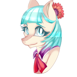 Size: 2000x2000 | Tagged: safe, artist:sakimiaji, coco pommel, bust, portrait, simple background, smiling, solo, transparent background