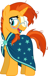 Size: 3001x4758 | Tagged: safe, artist:cloudyglow, edit, editor:slayerbvc, sunburst, unicorn, blushing, clothes, glasses, male, open mouth, robe, simple background, sockless sunburst, solo, stallion, sunburst's glasses, sunburst's robe, transparent background, vector, vector edit