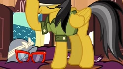 Size: 1280x720 | Tagged: safe, screencap, daring do, pegasus, stranger than fan fiction, clothes, female, flying, solo