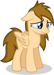 Size: 2225x3068 | Tagged: safe, artist:peahead, oc, oc only, oc:stellar winds, pegasus, pony, blue eyes, crying, female, flat ears, floppy ears, folded wings, looking down, mare, pegasus oc, sad, scrunchy face, simple background, solo, standing, teary eyes, transparent background, upset, vector, wings