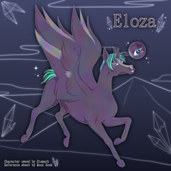 Size: 3000x3000 | Tagged: safe, alternate version, artist:moonhoek, oc, oc:eloza, alicorn, horse, pony, crystal, digital art, female, gift art, hoers, looking at you, mare, reference sheet, simple background, smiling, smiling at you, spread wings, wings