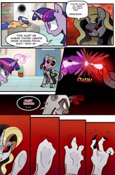 Size: 1280x1949 | Tagged: safe, artist:candyclumsy, twilight sparkle, twilight sparkle (alicorn), oc, oc:everchanging, oc:fallenlight, alicorn, comic:curse and madness, mlpcam, nurse, transformation