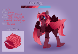 Size: 3500x2454 | Tagged: safe, artist:clay-bae, oc, oc:dark kiss, pegasus, pony, female, magical lesbian spawn, mare, offspring, parent:tempest shadow, parent:twilight sparkle, parents:tempestlight, reference sheet, solo