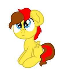 Size: 570x720 | Tagged: safe, artist:swivel starsong, artist:xxxdavid09xxx, oc, oc only, oc:quantum scribe, pegasus, pony, collaboration, blank flank, colt, cute, looking up, male, pegasus oc, simple background, sitting, transparent background, wings