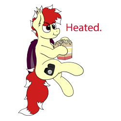 Size: 3000x3000 | Tagged: safe, artist:aaathebap, oc, oc only, oc:aaaaaaaaaaa, bat pony, bat pony oc, food, male, meme, popcorn, simple background, sitting, text, transparent background