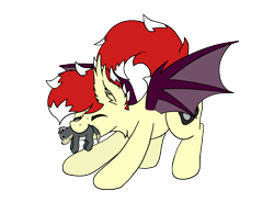 Size: 2844x2202 | Tagged: safe, artist:aaathebap, oc, oc only, oc:aaaaaaaaaaa, bat pony, bat pony oc, cute, happy, male, plushie, simple background, solo, tail, tail wag, transparent background
