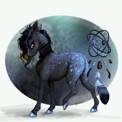 Size: 1024x1024 | Tagged: safe, artist:black-opal1, oc, oc:rembrena, original species, pony, augmented tail, dreamcatcher, female, solo