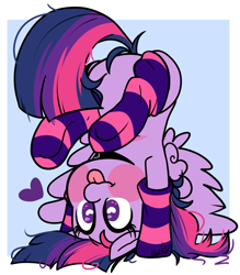 Size: 2499x2852 | Tagged: safe, artist:befishproductions, twilight sparkle, twilight sparkle (alicorn), alicorn, pony, clothes, cute, female, heart, heart eyes, mare, socks, solo, spread wings, striped socks, tongue out, twiabetes, wingding eyes, wings