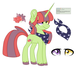 Size: 2021x1793 | Tagged: safe, artist:koloredkat, oc, oc only, pony, unicorn, ear fluff, eye, eyes, female, freckles, heterochromia, horn, magical lesbian spawn, mare, neckerchief, offspring, parent:moondancer, parent:tree hugger, parents:treedancer, reference sheet, simple background, solo, transparent background, unicorn oc, unshorn fetlocks