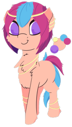 Size: 758x1346 | Tagged: safe, artist:rhythmpixel, hoops, oc, oc only, oc:peach feathers, earth pony, chest fluff, ear piercing, earring, female, jewelry, mare, piercing, simple background, solo, transparent background