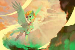 Size: 1920x1282 | Tagged: safe, artist:dearmary, lightning dust, pegasus, pony, female, flying, mare, solo