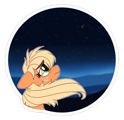 Size: 3000x2900 | Tagged: safe, artist:pink-pone, applejack, earth pony, pony, high res, loose hair, night, solo