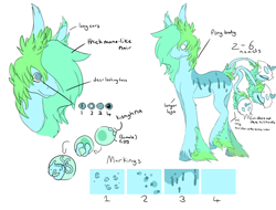 Size: 1024x778 | Tagged: safe, artist:apovaooak, oc, oc only, monster pony, original species, piranha plant pony, plant pony, augmented tail, bust, egg, hoof fluff, plant, reference sheet, smiling, text