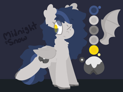 Size: 3236x2431 | Tagged: safe, artist:moonydusk, oc, oc only, oc:midnight snow, bat pony, pony, female, mare, reference sheet