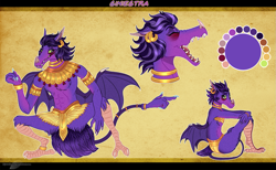 Size: 1289x795 | Tagged: safe, artist:bijutsuyoukai, oc, oc:sinestra, hybrid, female, interspecies offspring, offspring, parent:ahuizotl, parent:princess eris, reference sheet, solo