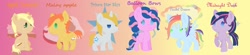 Size: 1280x282 | Tagged: safe, artist:itsnatcherx, oc, oc only, pony, base used, chibi, cutie mark background, my little pony, next generation, offspring, parent:applejack, parent:big macintosh, parent:crescent moon, parent:fluttershy, parent:party favor, parent:pinkie pie, parent:prince blueblood, parent:rainbow dash, parent:rarity, parent:soarin', parent:trenderhoof, parent:twilight sparkle, parents:crescentsparkle, parents:fluttermac, parents:partypie, parents:rariblood, parents:soarindash, parents:trenderjack