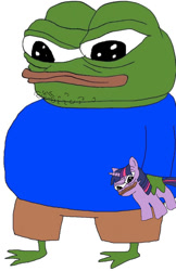 Size: 665x1024 | Tagged: safe, artist:purblehoers, twilight sparkle, unicorn twilight, frog, unicorn, apu apustaja, meme, pepe the frog, plushie