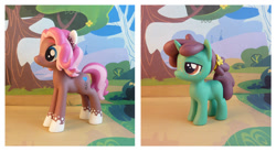 Size: 1494x826 | Tagged: safe, artist:krowzivitch, oc, oc only, oc:cinnamon, oc:ginger, earth pony, pony, unicorn, female, figurine, filly, mare, toy