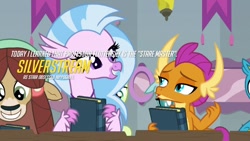 Size: 720x405 | Tagged: safe, edit, edited screencap, screencap, gallus, ocellus, sandbar, silverstream, smolder, yona, stairs, student six