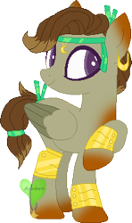 Size: 212x359 | Tagged: safe, artist:ambroiseaesthetic, oc, oc only, oc:spirit sparrow, pegasus, pony, coat markings, ear piercing, earring, female, headband, jewelry, mare, piercing, pirate, raised hoof, simple background, solo, tail wrap, transparent background, watermark, wristband