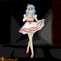 Size: 9000x9000 | Tagged: safe, artist:crystalsunflower, cozy glow, human, humanized, polka dot dress, shirley temple, solo