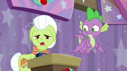 Size: 1920x1080 | Tagged: safe, screencap, granny smith, spike, dragon, a trivial pursuit, winged spike