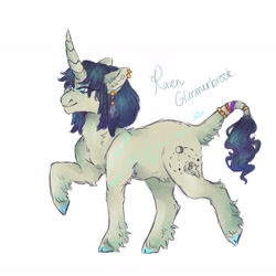 Size: 2048x2048 | Tagged: safe, artist:venti-star, oc, oc only, classical unicorn, pony, unicorn, cloven hooves, ear piercing, earring, jewelry, leonine tail, piercing, solo, tail ring, unshorn fetlocks