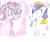 Size: 1046x877 | Tagged: safe, artist:ptitemouette, oc, oc:pink lady, oc:pomme de pin, pony, female, lipstick, magical lesbian spawn, mother and child, mother and daughter, offspring, parent and child, parent:applejack, parent:oc:bow tie, parent:oc:pomme de pin, parent:rarity, parents:oc x oc, parents:rarijack, traditional art