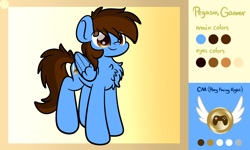 Size: 2560x1536 | Tagged: safe, artist:kimjoman, oc, oc only, oc:pegasusgamer, pegasus, chest fluff, full body, pegasus oc, reference sheet, smiling, wings