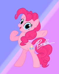 Size: 2048x2560 | Tagged: safe, artist:renate-creations, pinkie pie, earth pony, pony, bipedal, cute, diapinkes, ear fluff, female, high res, looking at you, mare, open mouth, solo